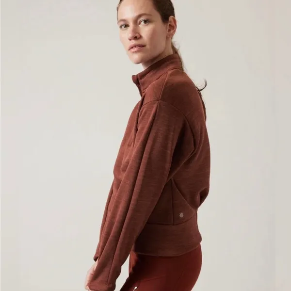 ATHLETA Altitude Polartec Half Zip‎ Sweatshirt Rust Size S Small - Image 16