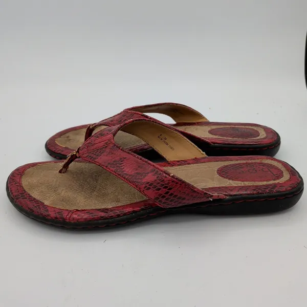 b.o.c. Born Concept Womens‎ Red Snakeskin Print Thong Flip Flop Sandals 8 Cat284 - Image 2