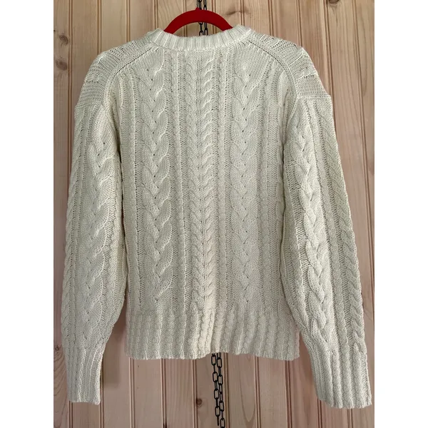 NWT J. Crew Cable-knit Crewneck Sweater Cream Heritage Warm Comfy Women’s Size M - Image 6