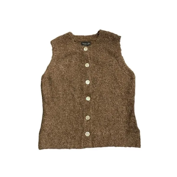 Rachel Zoe Brown Wool Blend Button Up Sweater Vest M Cottagecore Lagenlook NWT - Image 2