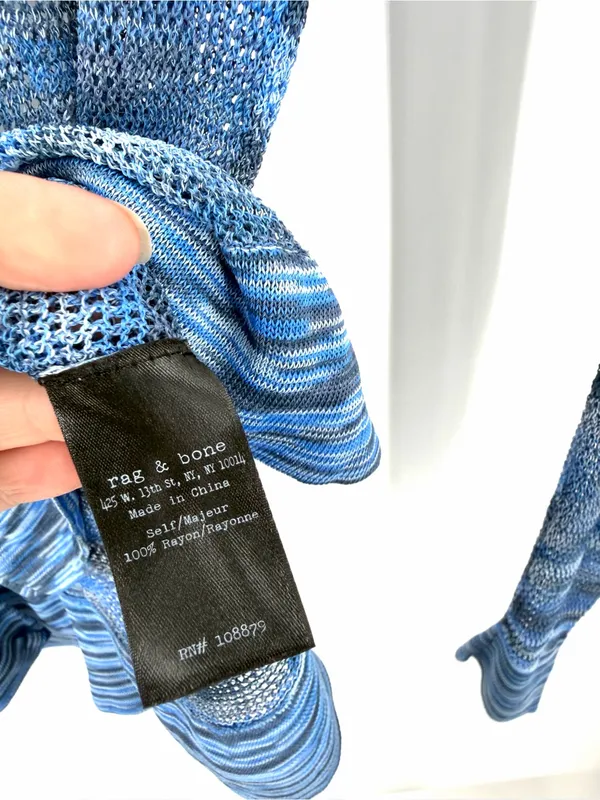 Rag & Bone Blue Y2K Mesh Pullover Crewneck Long Sleeve - Image 6
