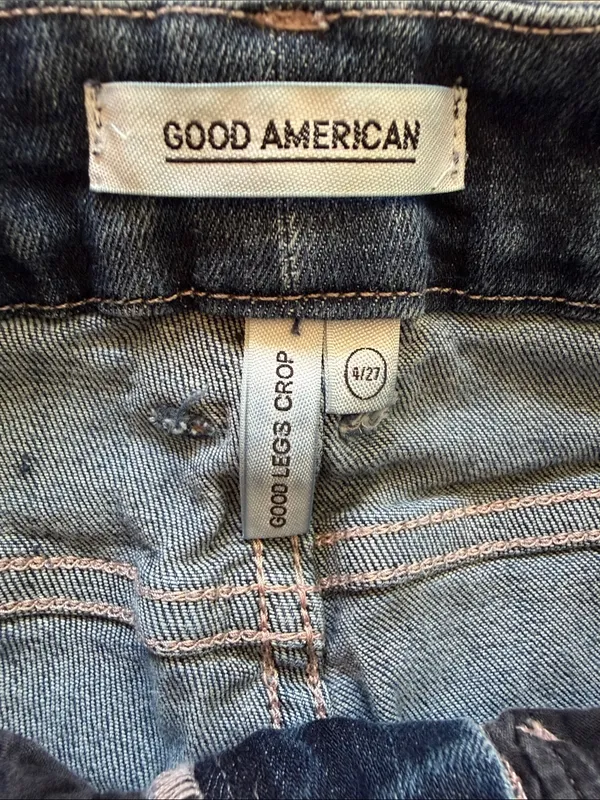Good American Dark Blue High-Rise Good Legs Crop Skinny Jeans 4/27 Y2K - Image 4