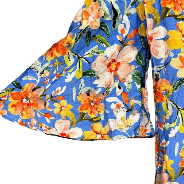 Apparallel Akira Dress Blue Floral Maxi Bell Sleeve S24-621 NWT Womens XS $170 - Image 6