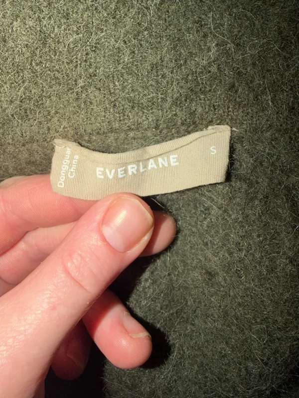 Everlane Alpaca Merino Wool Collared Capsule Cozy Sweater Green Size Small - Image 6