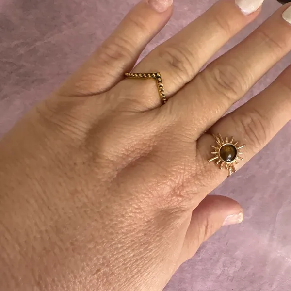 Two rings. One is adjustable, one is about a size 7.5 Gold - Image 5