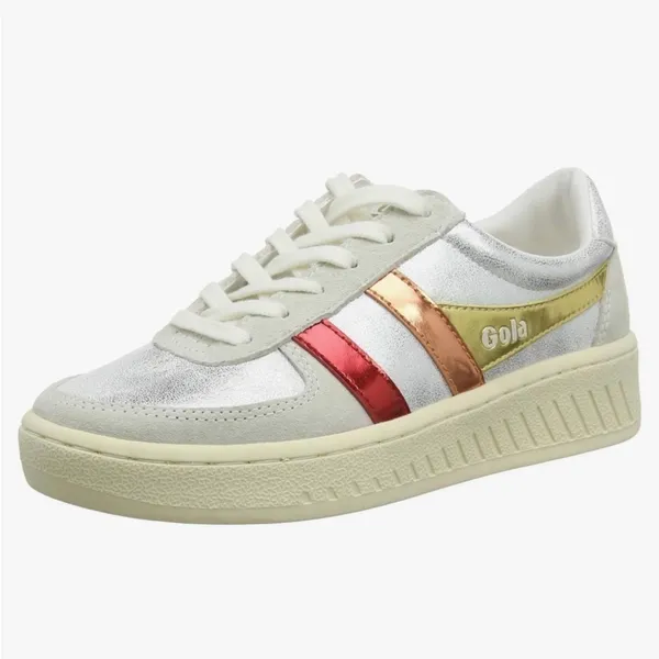 Gola Sneakers Grandslam Shimmer Flare Trainers Silver Multi Retro Women's Metal - Image 7