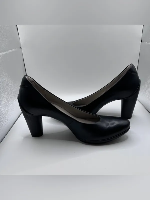 Ecco Shoes Womens Sz 38 US 7-7.5 Sculptured 75 Black Leather Pumps - Image 7