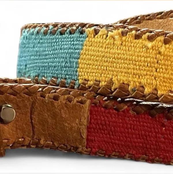 Vintage Patchwork Leather Belt Multiple Size 36 - Image 2