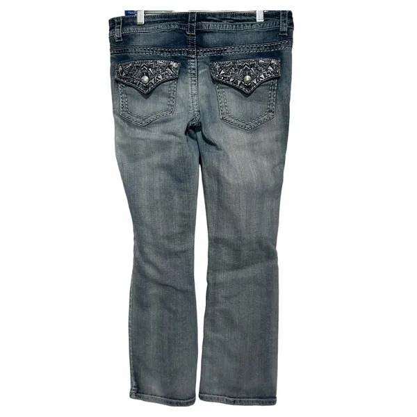 Paisley Sky Women's Distressed Wash Bootcut‎ Jeans Decorative Pockets Size 12 - Image 2