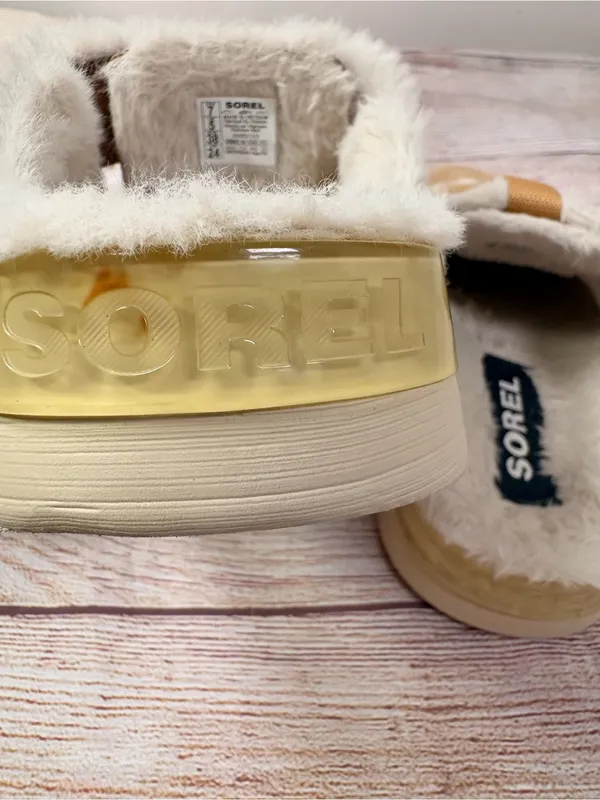 Sorel Sz 7M Tan/Beige Viibe Clog Suede Cozy Slip On Platform Mules - Image 8