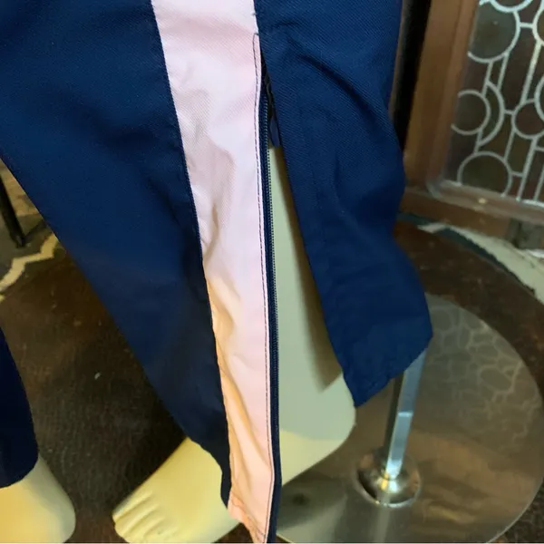 Nike Blue And Pink Partial Zipper Leg Drawstring Waist Track Pants (M) - Image 9