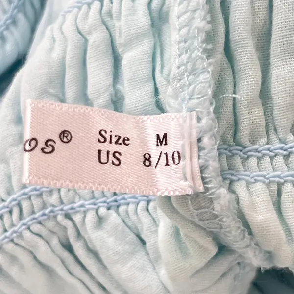 R.Vivimos Swiss Dot Smocked Maxi Dress Size Medium M‎ Light Blue Off Shoulder - Image 7