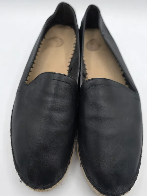 GAP Womens Espadrilles Black Leather Shoes Size 10 - 11 Natural Neutral Preppy - Image 5