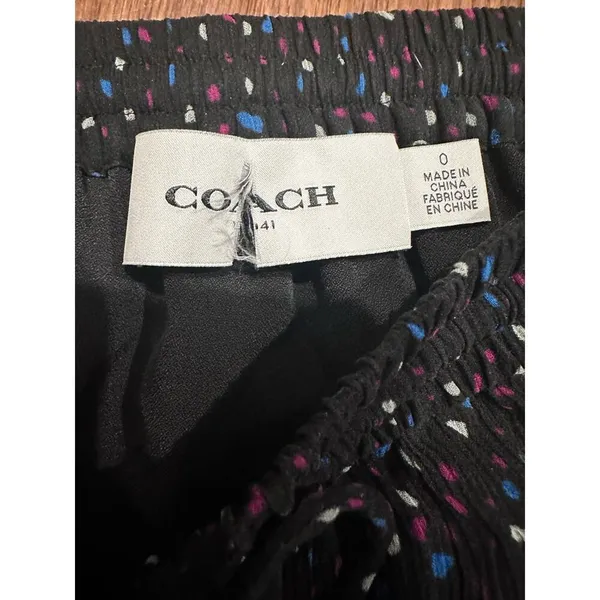 Coach Tiered Snap Aline Midi Skirt Sz.0 Stretch Waist - Dots Black Multicolor - Image 6