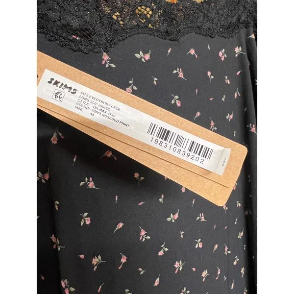 NWT SKIMS Onyx Rosebud Print Fits Everybody Lace Long Dress 4X - Image 6