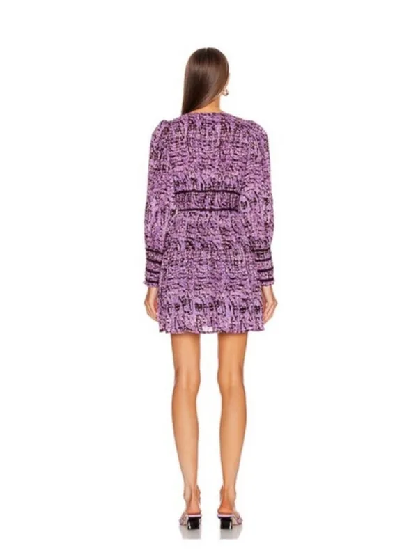 Ulla Johnson Kesia Mini Dress 2 Purple Long Sleeve Fall Feminine Whimsy Chic - Image 4