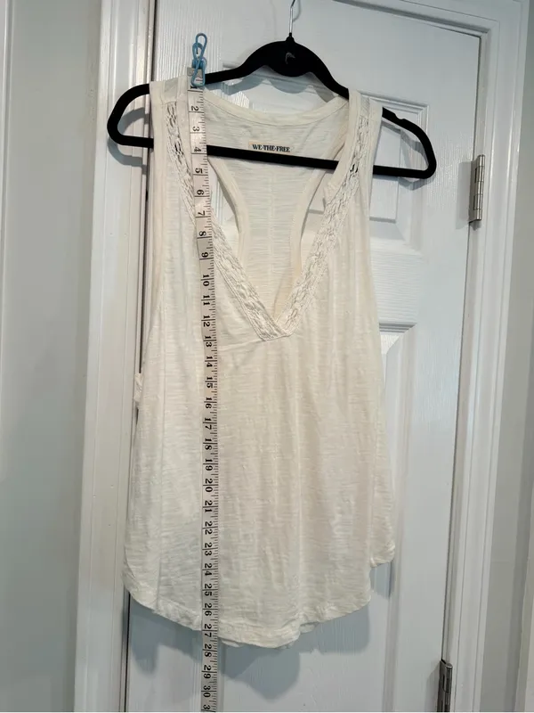 NWOT Free People We The Free Size S Cream Crochet Trim Racerback Layer Tank Top - Image 10