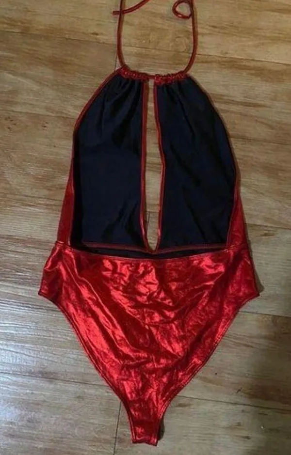 Forever 21 EDC Rave Red Halter Top Body Suit - Image 2