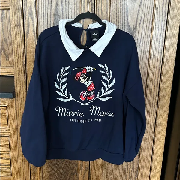 BOXLUNCH Disney Minnie Mouse Golf Collared Women's Crewneck Sweatshirt XL‎ - Image 2