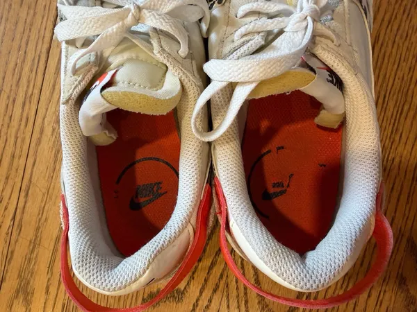Nike Waffle Debut Sneakers White Orange Leopard - Image 8