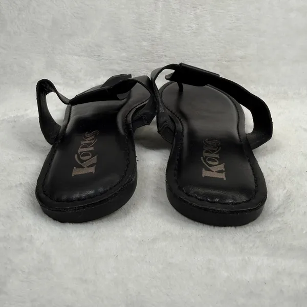 Korks Khell Black‎ Thong Slide Sandals Women Size 7M KR0001209 Flat Minimalist - Image 6
