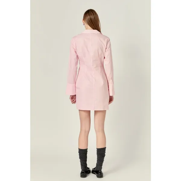 English Factory 100% Pink Cotton Striped Twist Shirt Mini Dress Size Medium - Image 2