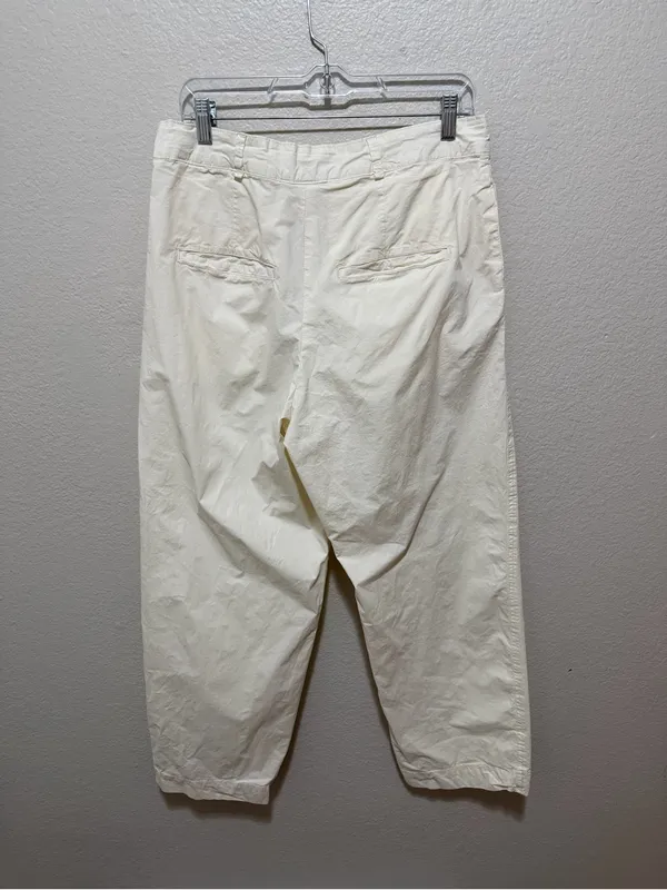 Free People Luca Barrel Leg Pants Cream Cotton Poplin Size 12 - Image 3