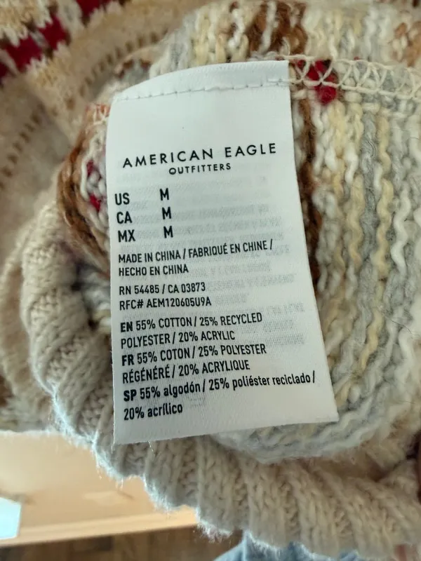 American Eagle Fair Isle Cropped Sweater Women’s M - Image 6