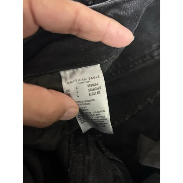 American Eagle Super High Rise Ultra Wide Leg Jeans Womens 4 Black Baggy Faded - Image 4