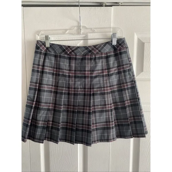 Beetlejuice Plaid Pleated Skort Womens Size S Grey Red Goth Schoolcore Academia - Image 6