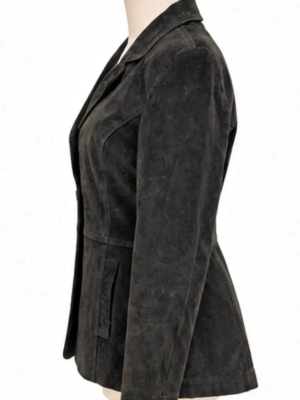 Vintage G-III Black Genuine Suede Leather Tailored Blazer Jacket M - Image 4