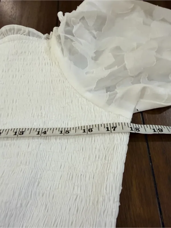 NWT Pinup Fashion White Dress 16W Plus Size Smocked Tiered Midi Puff Sleeve - Image 6