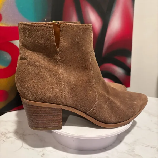 Franco Sarto Brown Suede Pointed Toe Ankle Booties Size 8.5 - Image 4
