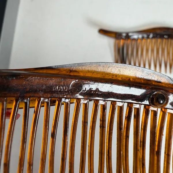 Vintage 90s Hair Comb Set Faux Tortoise Rhinestone Wave Made in USA Lot Of 2 - Image 7