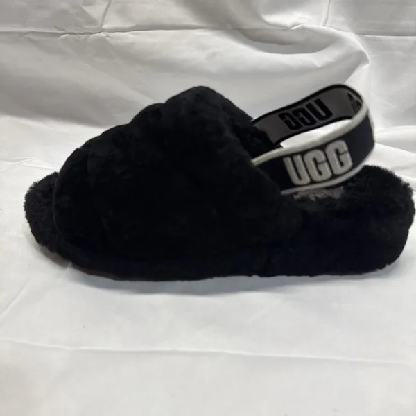 UGG Fluff Yeah Slide Womens 8 Sheepskin Slip On Slide Slippers Black Cozy - Image 5