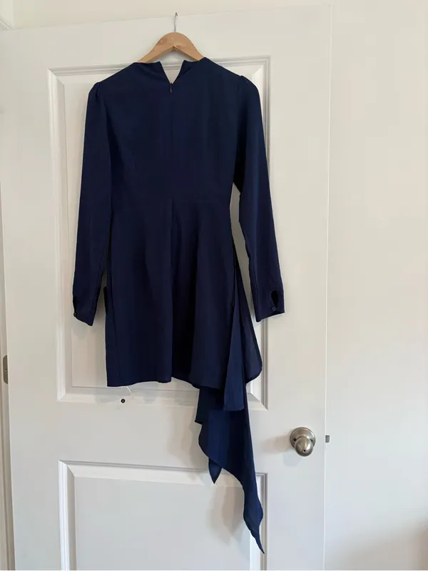 Lulu's Navy Long-Sleeve Draped Dress - Image 3