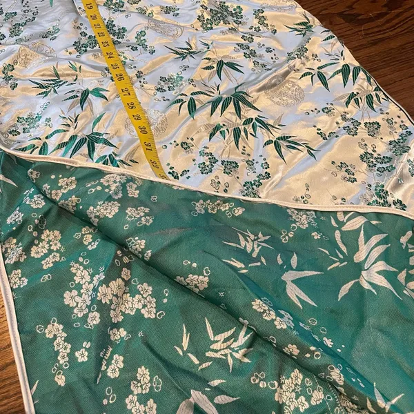 Vintage Sleeveless Cheongsam Qipao Dress White Green Floral Bamboo Print - Image 6