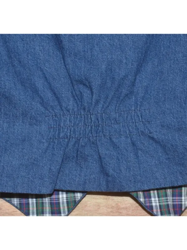 VTG Handmade Unisex S/M Blue Denim Jean Vest Plaid Reversible Country Cottage - Image 12