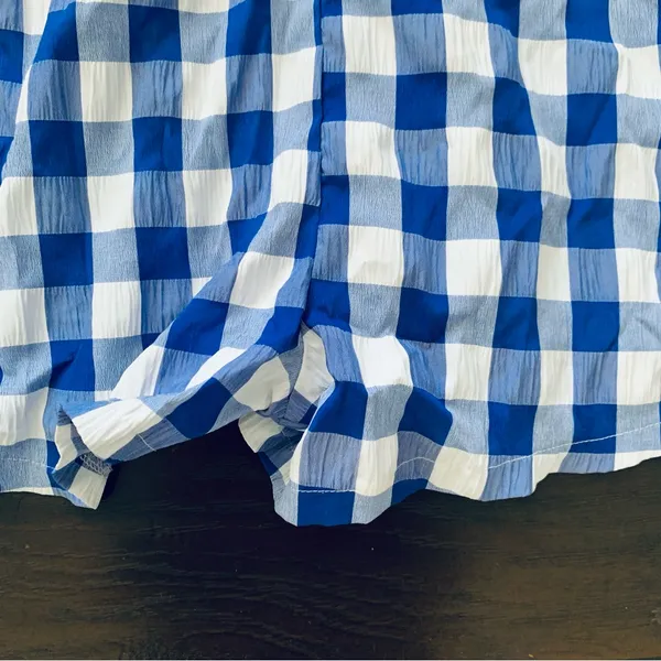 Lulus NWOT Day & Moon Boutique Brand White/Blue Checker Gingham Print Romper | Size: M - Image 9