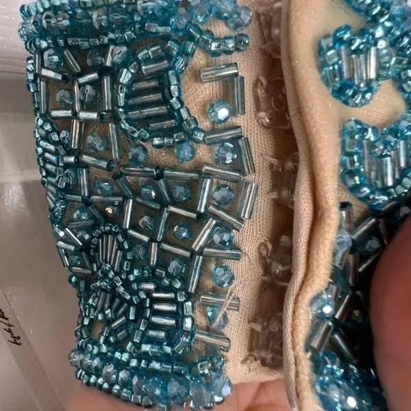 Angela‎ & Alison teal blue beaded prom wedding ball evening gown size 0 Pageant - Image 5