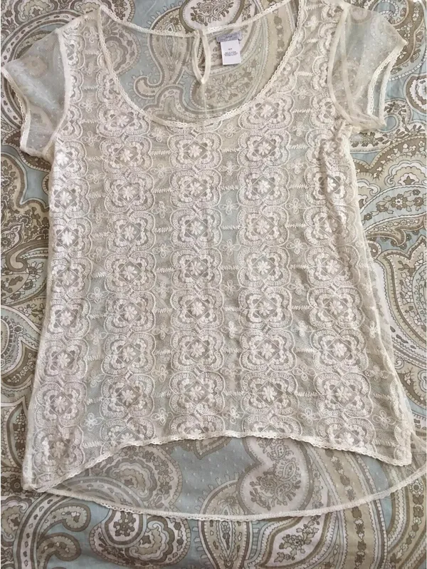 Aerie Pretty Luxuries Lace Shirt Top Blouse Size XS Extra Small - Image 3