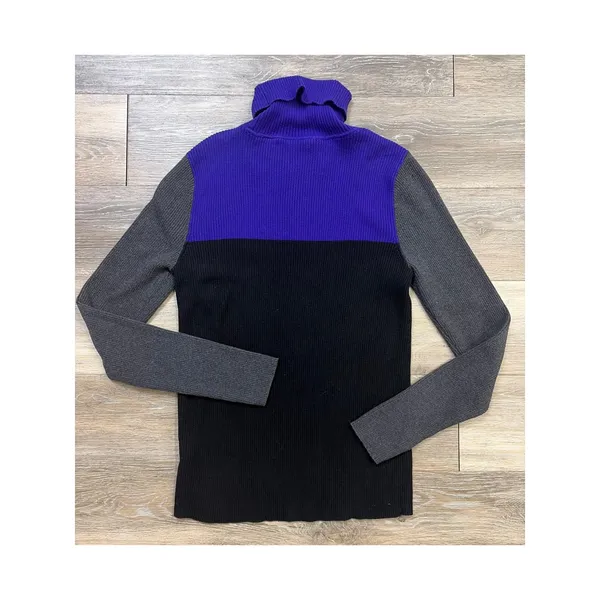 Lauren Ralph Lauren Colorblock Turtleneck Sweater Large Ribbed Knit - Image 6