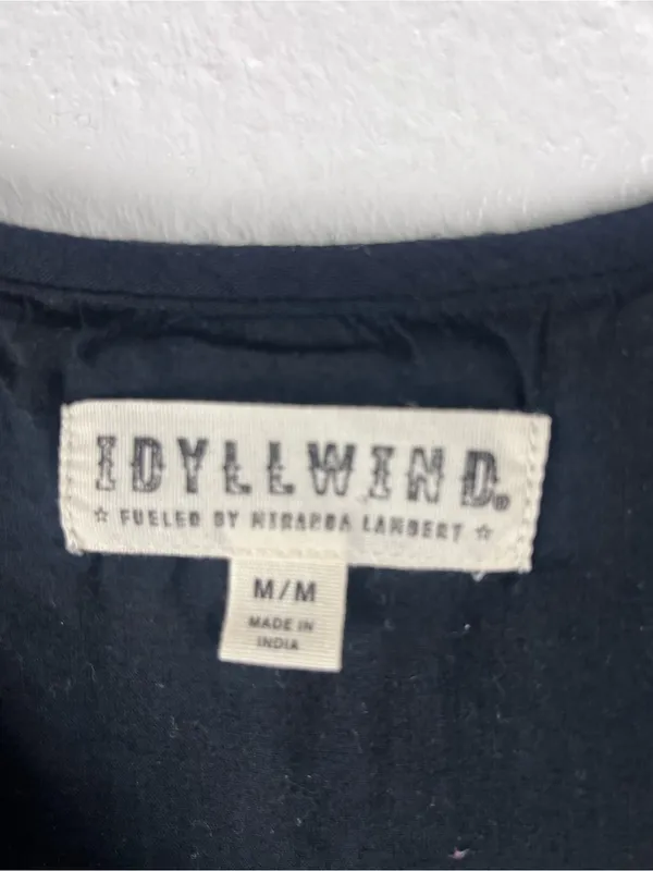 IDYLLWIND Hurst Black Embroidered Mini Dress Size Medium Western Festival Chic - Image 3