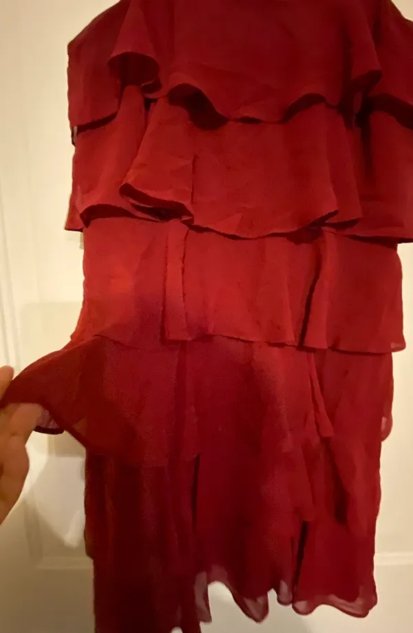 LOFT Ann Taylor multi tiered ruffled dress red white  - Image 2