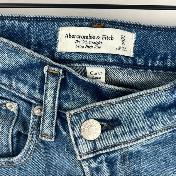 Abercrombie Curve‎ Love The 90s Straight Ultra High Rise Crisscross Waist Jean Size 2 - Image 3