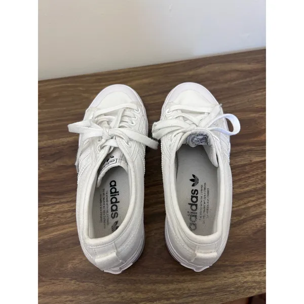 Adidas Nizza Platform White Canvas Low Top Sneakers Women US 7.5 - Image 8