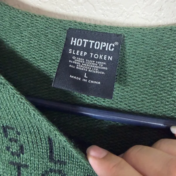 Hot Topic Sleep Token Green Cropped Knit Sweater Bell Sleeve Large - Image 4