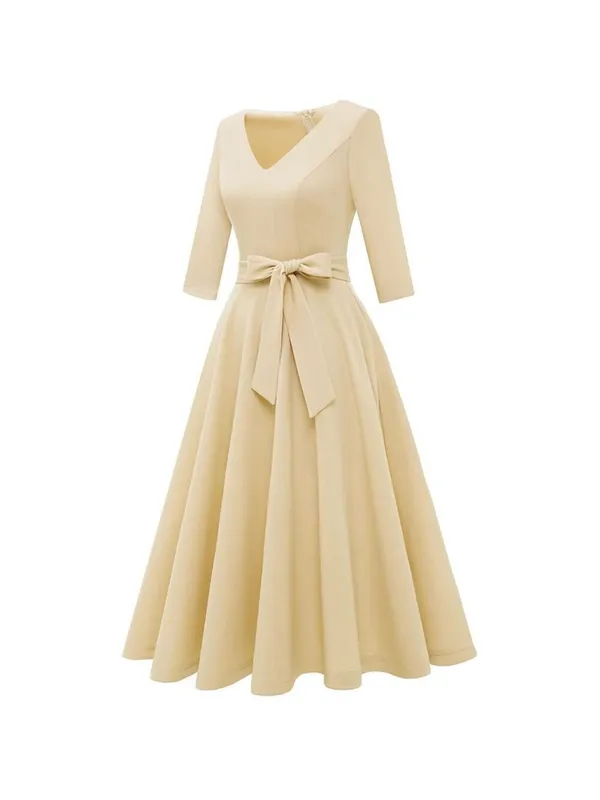 NEW Vintage Tea Dress Cocktail Midi 3/4 Sleeves w/ Pockets 3X - Image 6