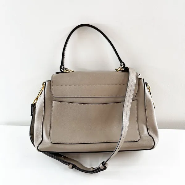 Chloé Faye Leather Crossbody Day Bag Purse Motty Grey - Image 5