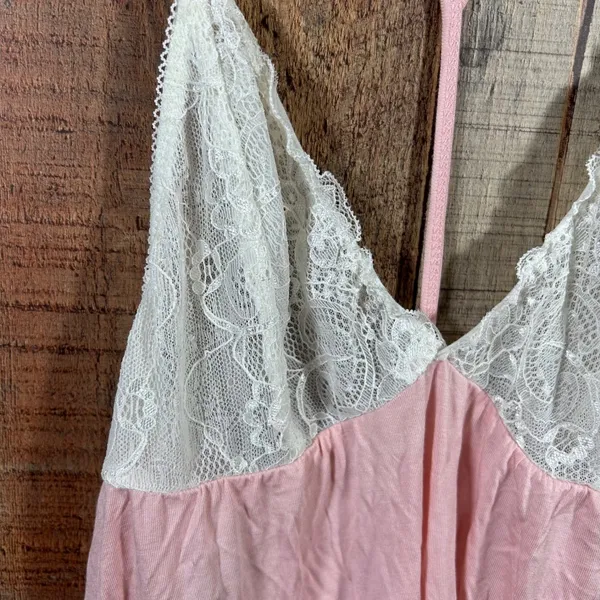Honeydew Intimates Pink White Lace Chemise Nightgown Racerback NWT Women's Small - Image 2